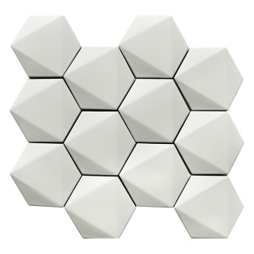 Glossy Pure Cement White Marble 3D Hexagon Tile 2′′ Hexagon Marble Mosaic